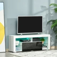 Mobile Porta TV con Luci a LED di 20 Colori e Telecomando per TV fino 55", 140x35x52 cm, Bianco
