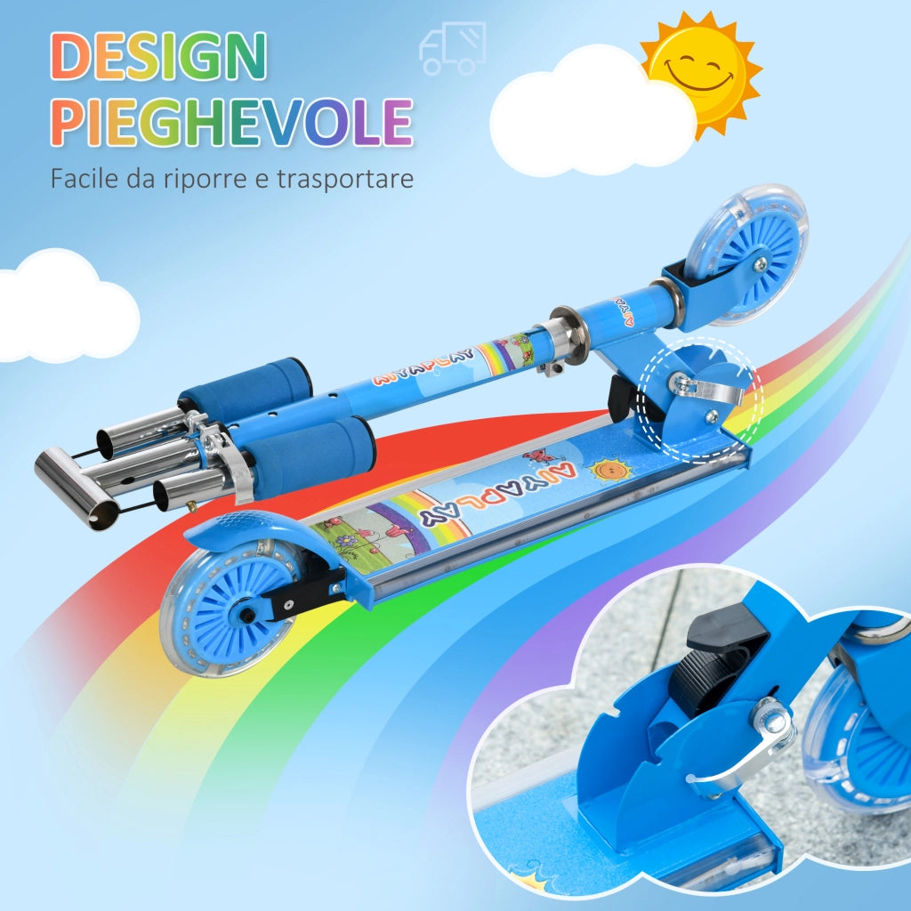 Monopattino Bambini Regolabile Pieghevole ¨C zephmum ¨C Blu 67x32x65-78 cm