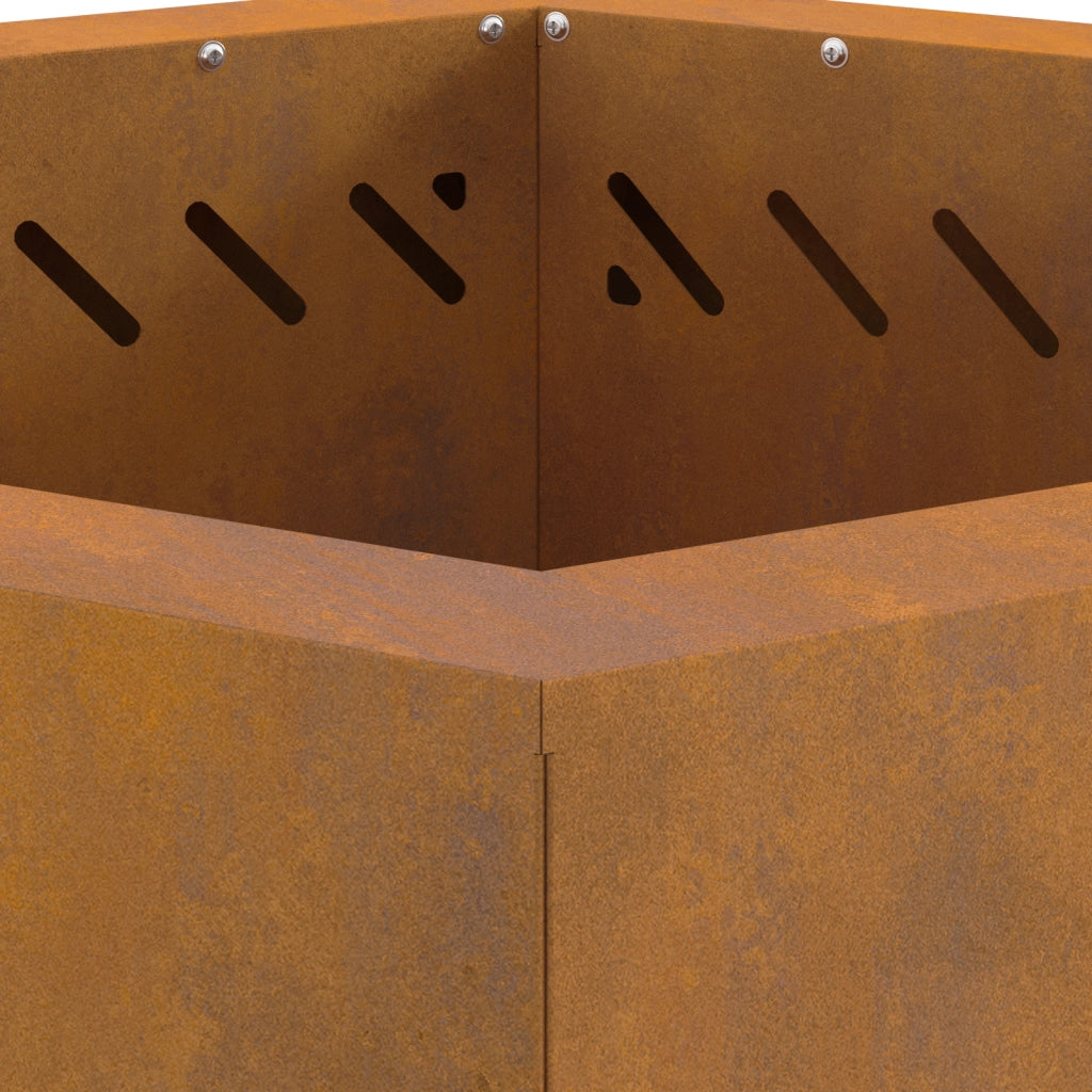 Caminetto senza fumi Esagonale 58x58x51 cm Acciaio invecchiato