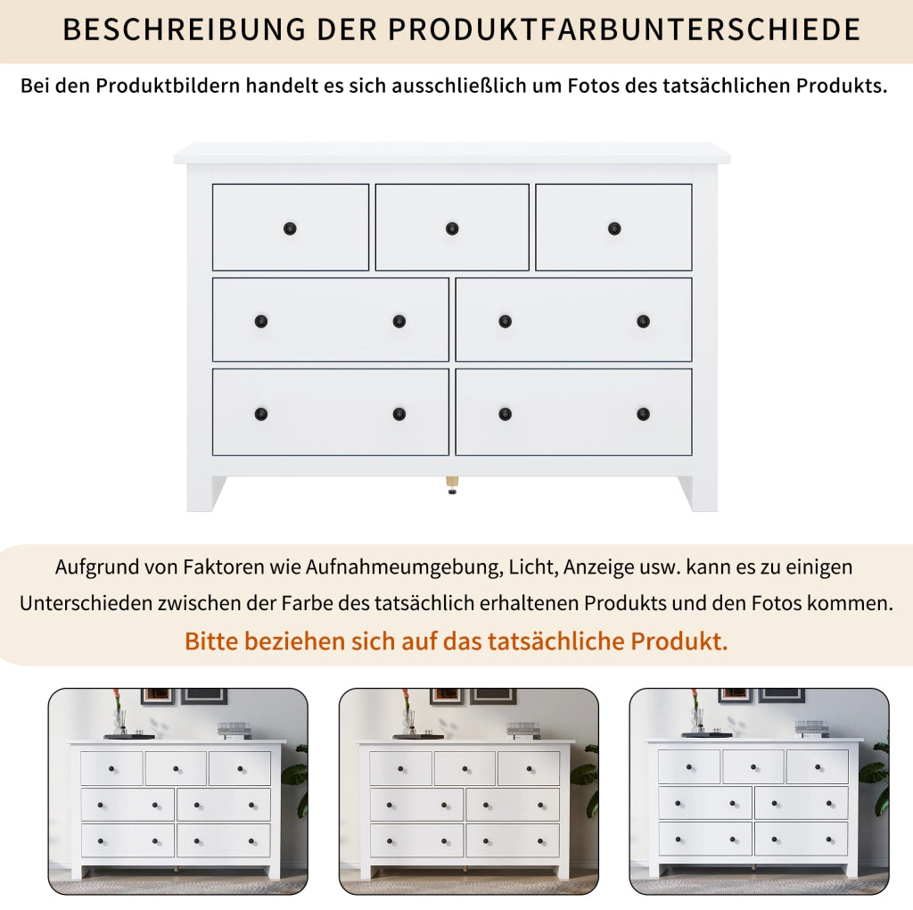 Credenza moderna minimalista bianca con 7 cassetti