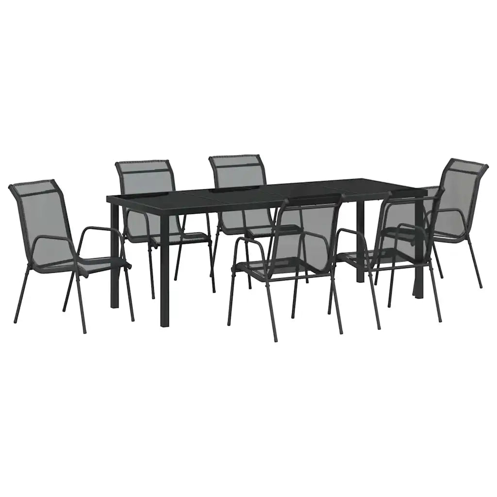 Set da Pranzo per Giardino 7 pcs Nero 3379140