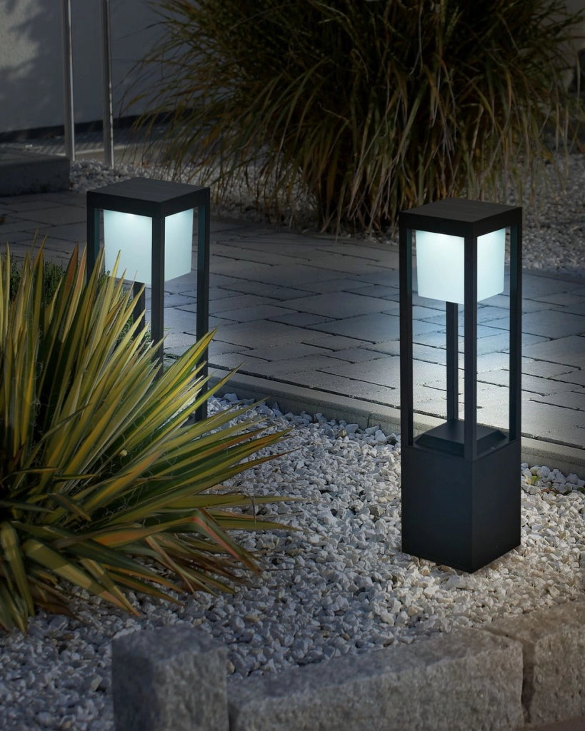 Lampada dissuasore da giardino a LED per vialetti da 60 cm in alluminio nero stile moderno