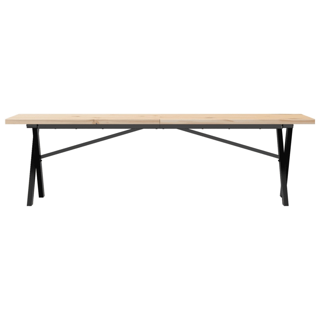 Tavolino Salotto Telaio a X 160x40x45,5 cm Legno Pino e Acciaio