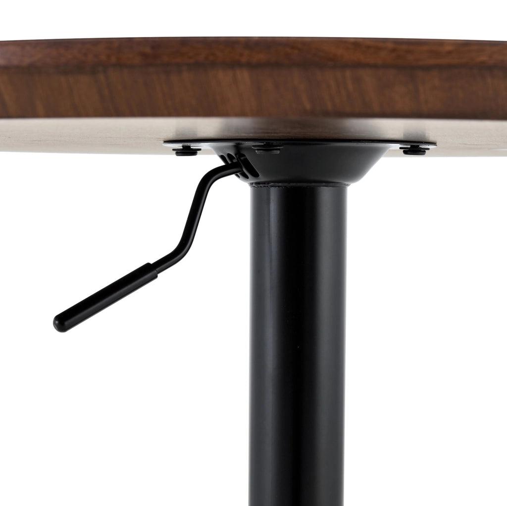 Tavolo rotondo regolabile in altezza con ruote; ? 70 cm; MDF e metallo; noce