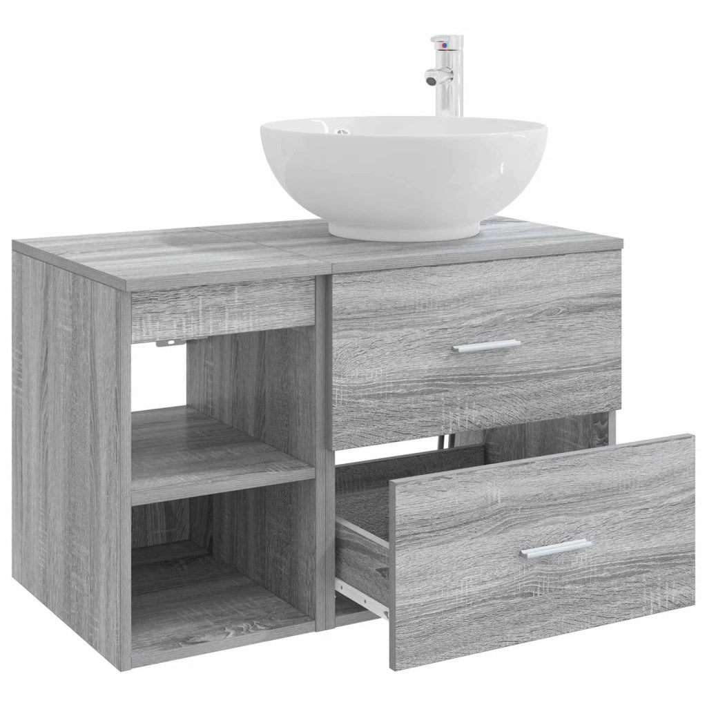 Set di mobili per il bagno 2 pcs Sonoma grigio 3403917