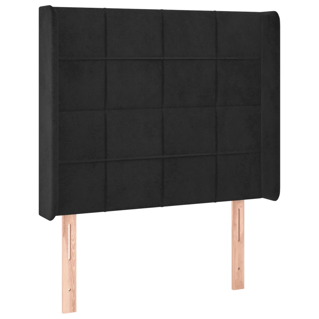 Testiera | Testata a LED Nera 103x16x118/128 cm in Velluto