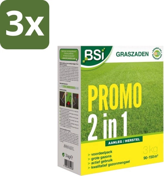 Promo 2-in-1 per il Restauro e il Rapido Rinnovo del Prato - 3 kg - Confezione in Bulk - 3 pezzi