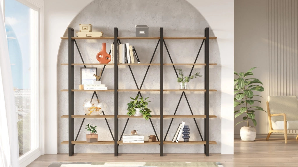 Libreria in legno "ML4" - 219 x 34 x 180 cm - Pino atlantico