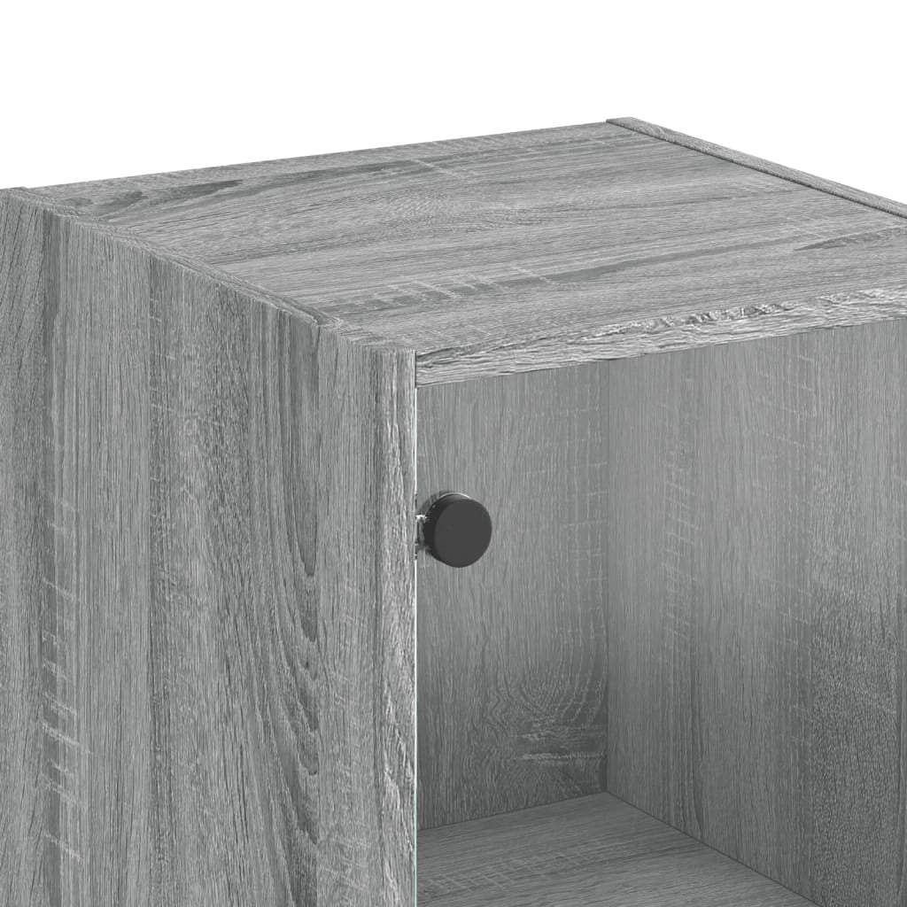 Buffet credenza cassettiera mobiletto mobile contenitore organizer per cucina soggiorno salotto con ante in vetro Sonoma 35 x 37 x 142 cm grigio 02_0030126