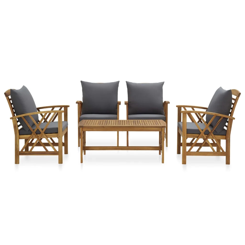 Set Divani da Giardino 5 pz con Cuscini in Massello di Acacia cod mxl 44084