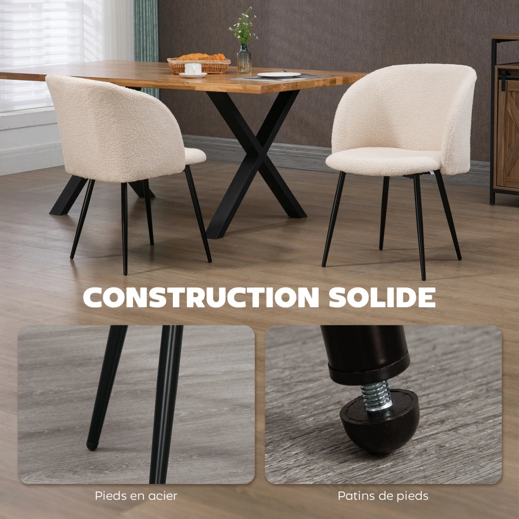 Sedia da pranzo con schienale in tessuto ¨C Zephmum ¨C Beige e Nero 55x62x80 cm