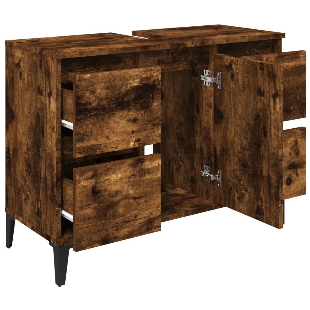 Mobile Lavabo Rovere Fumo 80x33x60 cm in Legno Multistrato 821281