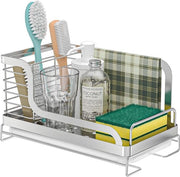 Organizzatore per la vasca da bagno con bacetto di drenaggio per il caddy della cucina, aiuto di stoccaggio, supporto per asciugamano, set per pulizia in acciaio inossidabile - (21,4 x 12 x 16 cm)