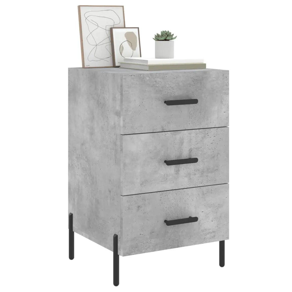 Comodino Grigio Cemento 40x40x66 cm in Legno Multistrato 827672