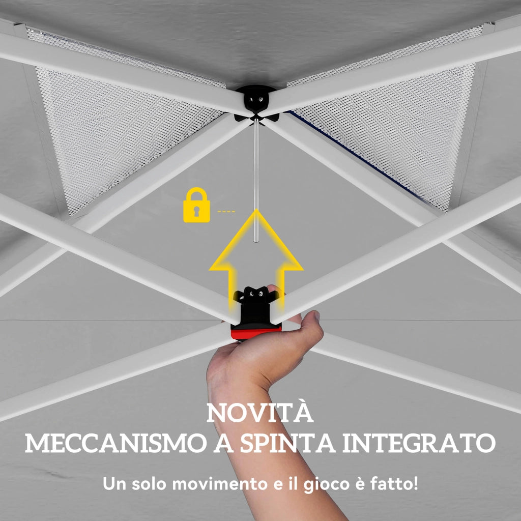 Gazebo Pieghevole 3x3 m ¨C zephmum ¨C Grigio Scuro, Tessuto Oxford, Metallo