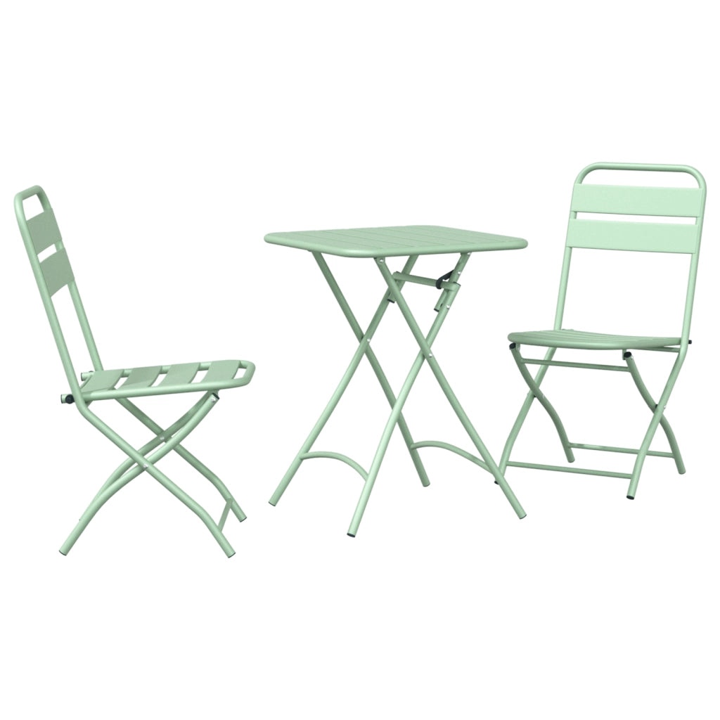 Set Bistro Pieghevole 3 Pezzi Verde Chiaro in Acciaio -