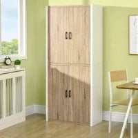 Dispensa Cucina in Legno MDF con 4 Ripiani Regolabili e 4 Porte, 80x40x182 cm