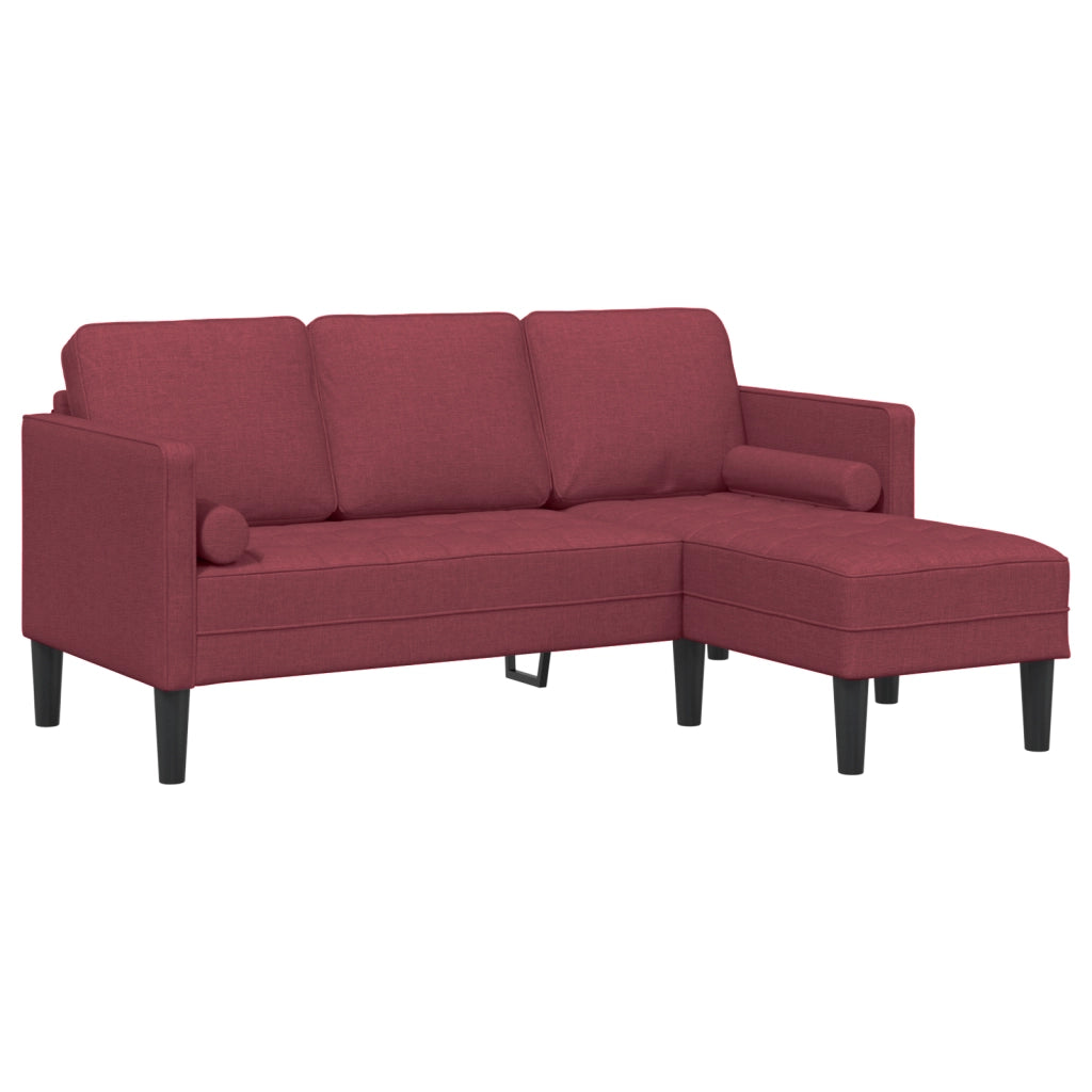 Divano L-Shaped a 3 posti Wine Red 160 cm in tessuto