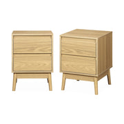 Set 2 comodini effetto legno con due cassetti, marrone naturale