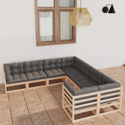 Set Salotto Giardino 8 pz Cuscini Antracite Legno Massello Pino 3077024