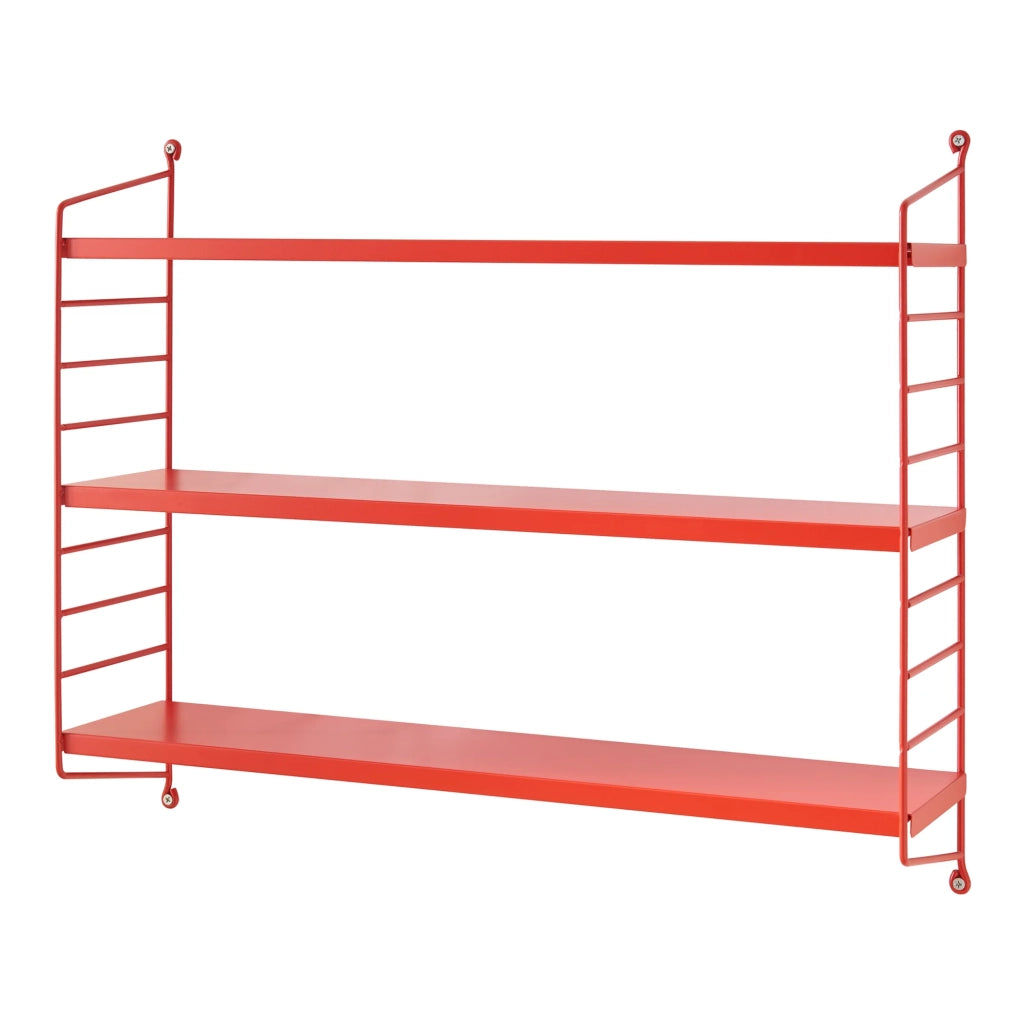 Set di 3 mensole da parete moderno mobile contenitore acciaio 50 x 60 x 15 cm rosso 03_0009794