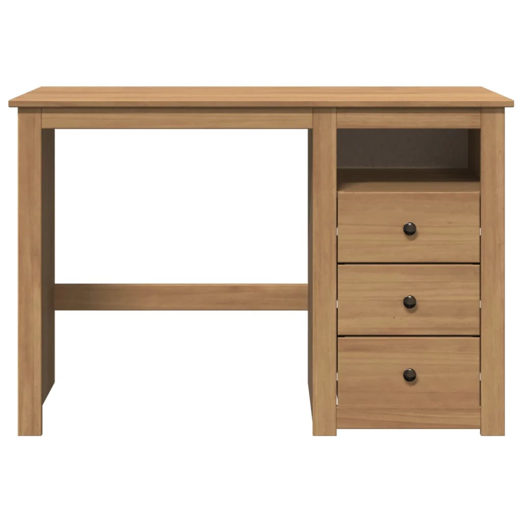 Scrivania Panama postazione di lavoro mobile per computer mobile per studio 112 x 45 x 75 cm legno massello di pino marrone 02_0023930