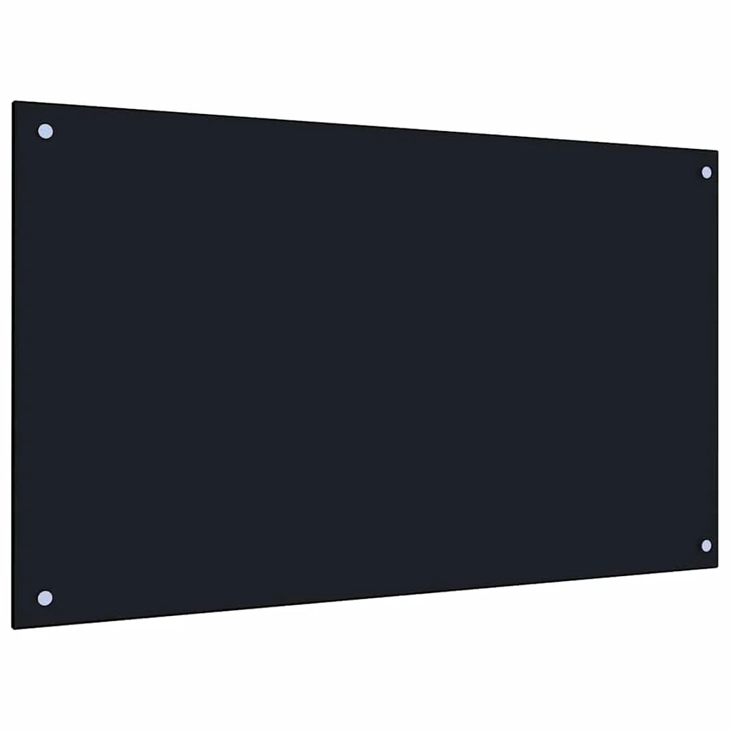 Set di 2 paraschizzi da cucina resistenti al calore 100 x 60 cm in vetro temperato nero 02_0056234