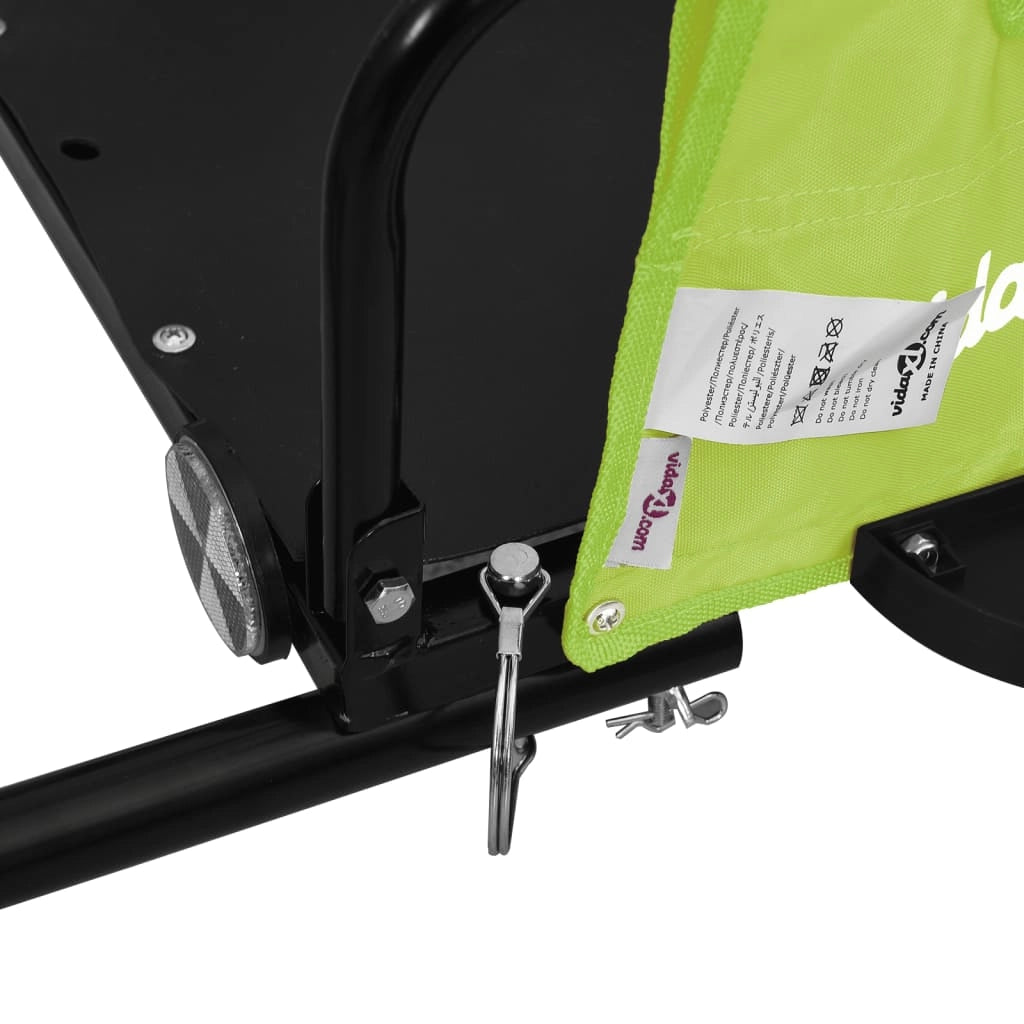 Rimorchio per bicicletta carrello tessuto Oxford ferro verde 02_0044407