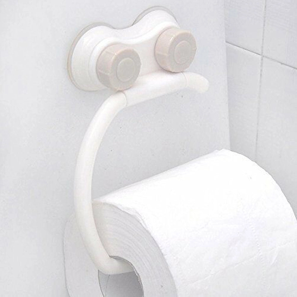 Trade Shop - Porta Rotolo Portarotolo Carta Igienica Accessorio Bagno Con Attacco A Ventosa -