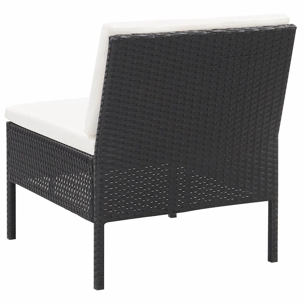 Set Divani da Giardino 5 pz con Cuscini in Polyrattan Nero 48944