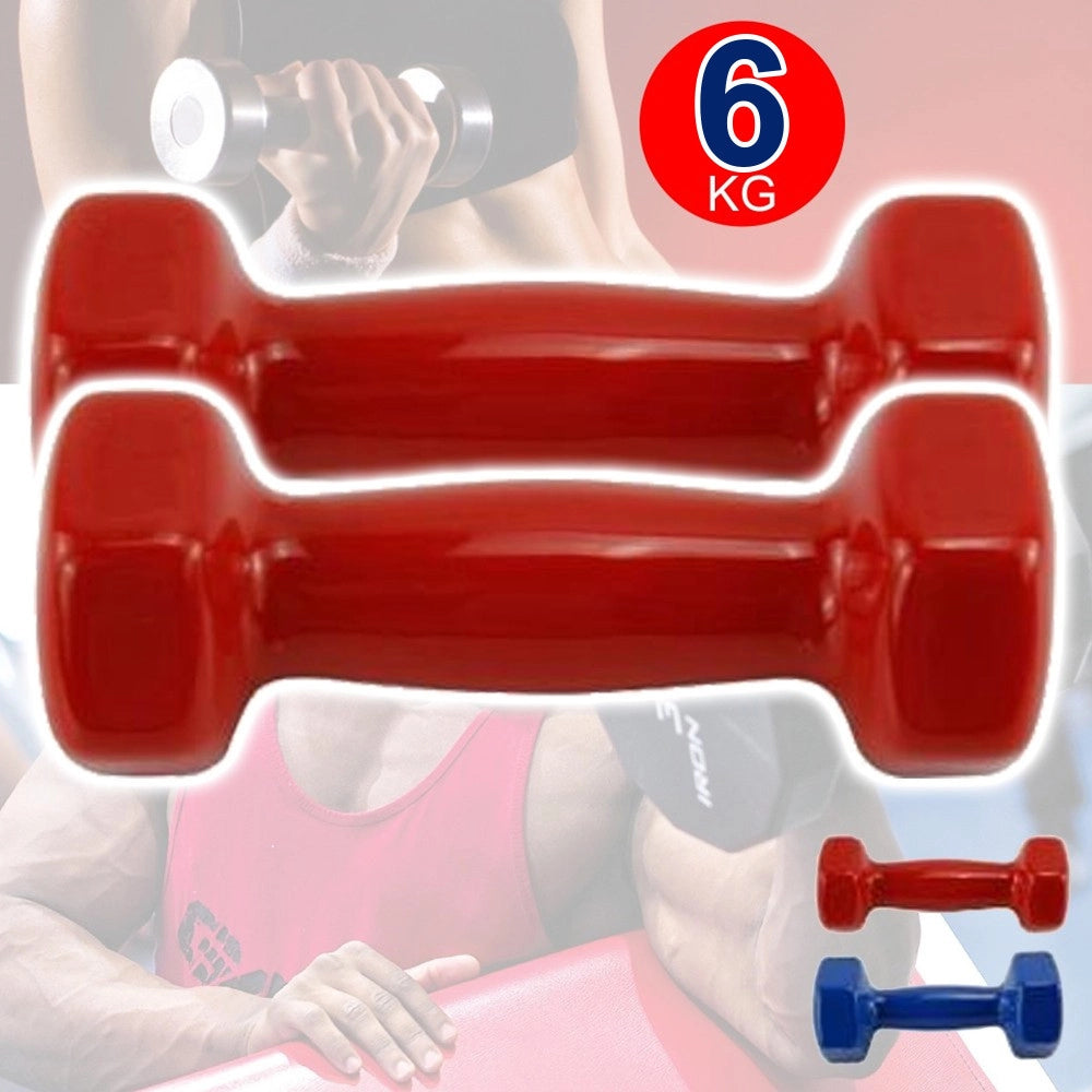 Trade Shop - Coppia Di Manubri In Vinile Da 6 Kg Ognuno Manubri Pesi Palestra Fitness -