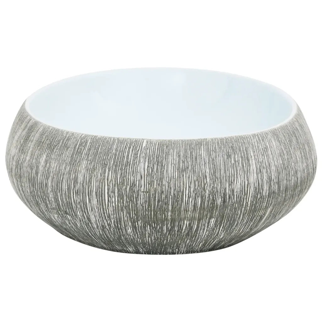Lavabo da Appoggio Grigio e Blu Ovale 59x40x15 cm Ceramica CFW5651285