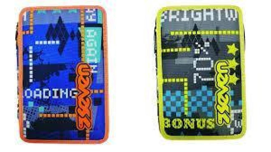 Astuccio Scuola 3 zip,Brightwin,Completo di pennarelli ,Matite,Penne, 1 pezzo colore casuale,Seven