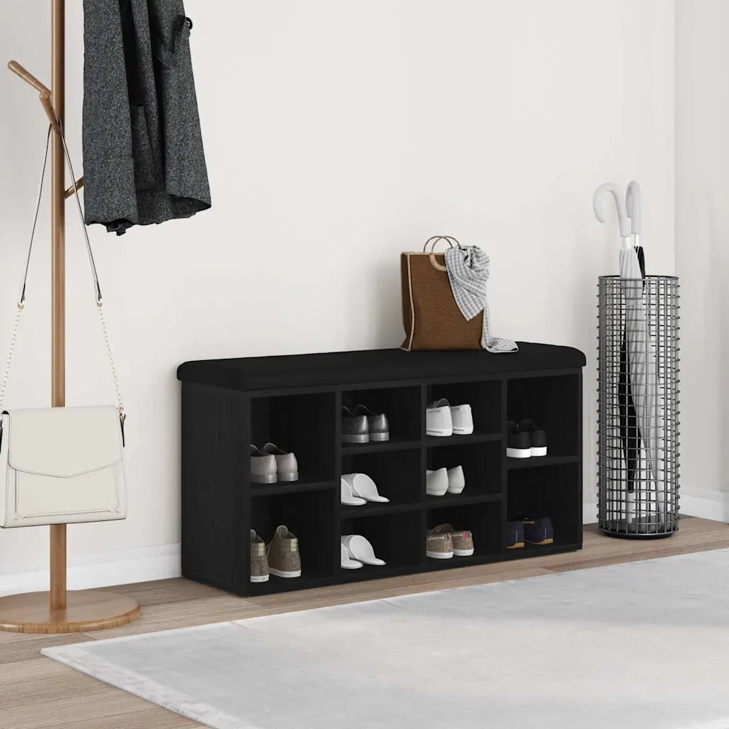 Panca per scarpe Rovere Nero 102 x 32 x 50 cm Legno multistrato 862988