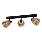 Faretti E Spot Rustico Country Keelby Acciaio Nero Effetto Legno 3 Luci E14