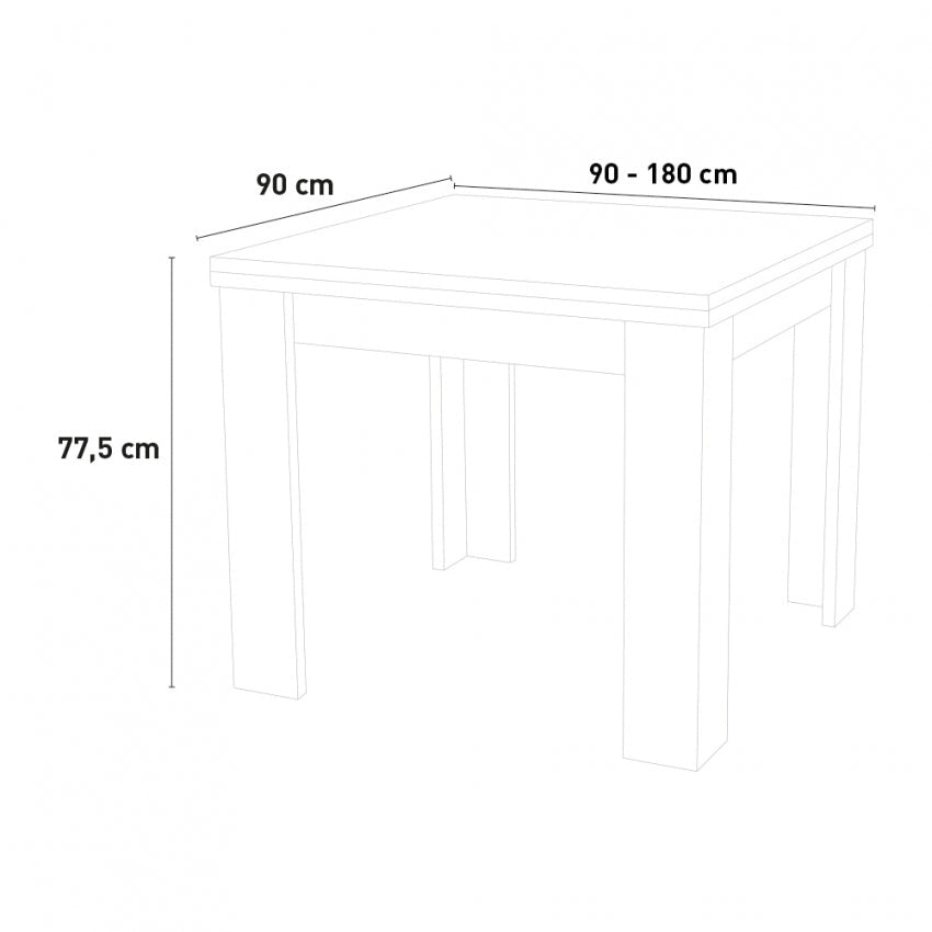 Tavolo Allungabile a Libro Design Moderno Larice Bianco "JESI"