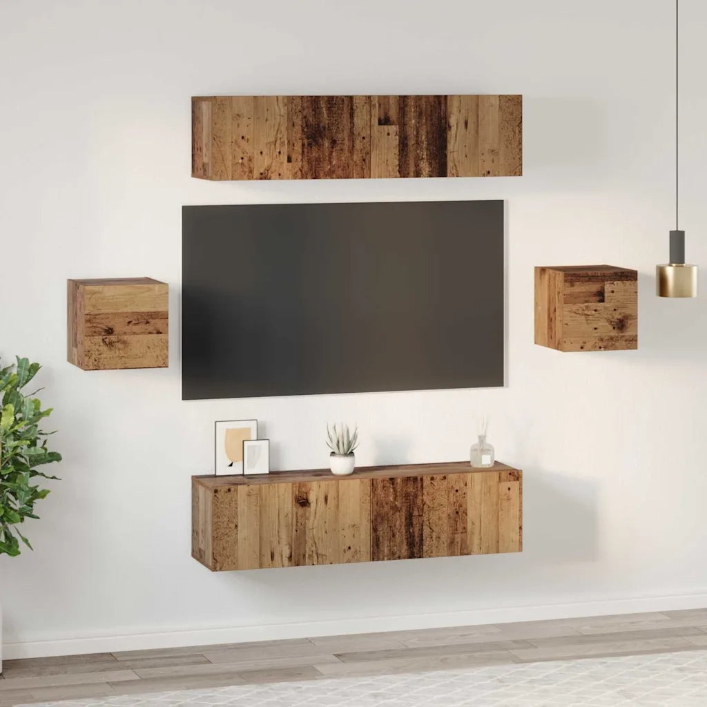 vidaXL Set mobile TV 6 pcs Legno vecchio Legno multistrato