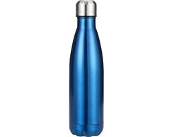 Fiasco d'acqua isolato in acciaio inossidabile - 500/750 ml, fiasco d'acqua doppio in acciaio inossidabile BPA-free fiaschi d'acqua riciclabili Fiasco d'acqua impermeabile per bambini e adulti, sport, palestra, scuola - blu - 500ml