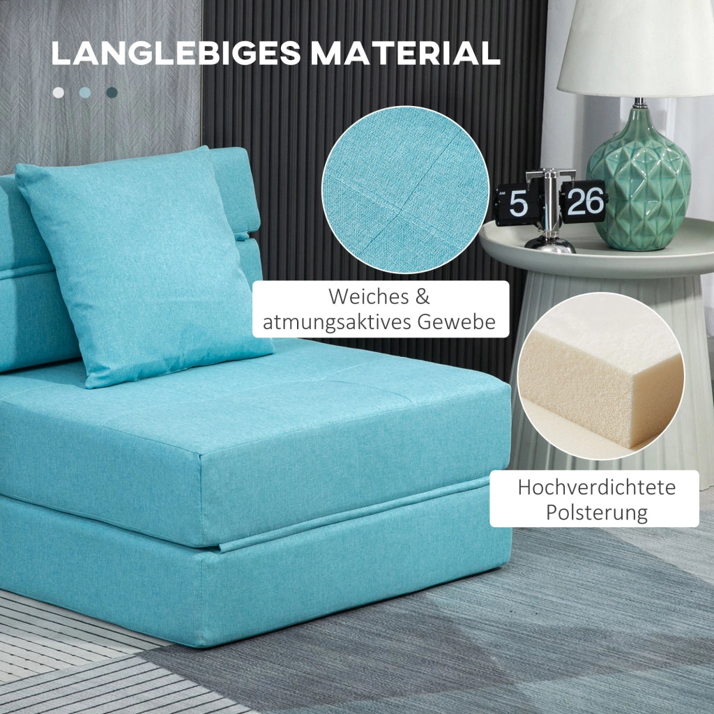 Sedia letto imbottita ¨C zephmum ¨C 70x70x61 cm, blu chiaro