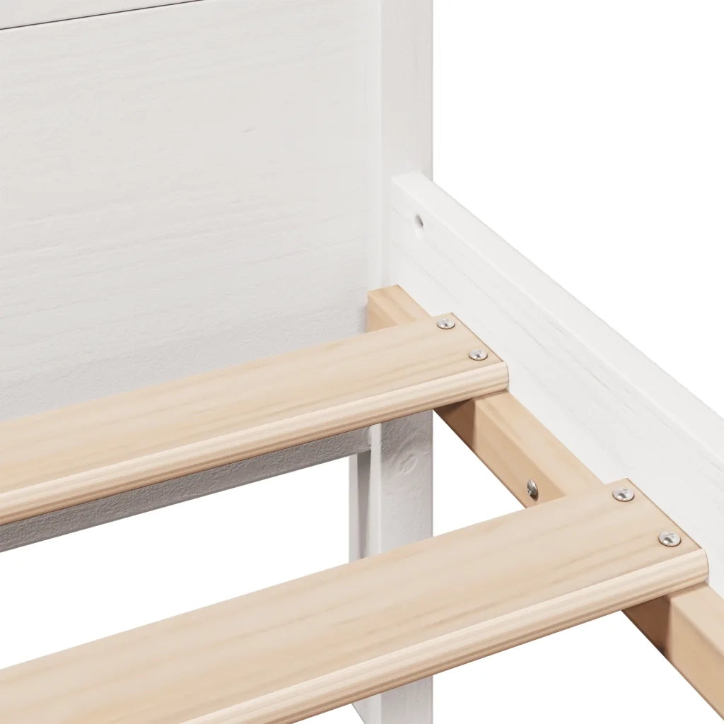 Letto senza Materasso Bianco 140x200 cm Legno Massello di Pino 855592
