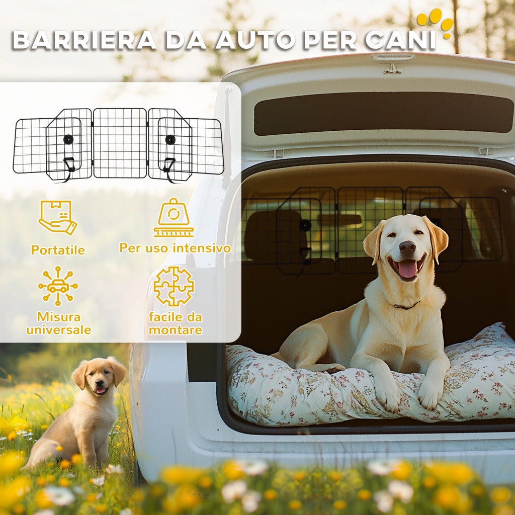 Griglia Divisoria Auto per Cani ¨C zephmum ¨C Nero, Regolabile 93-150x42cm