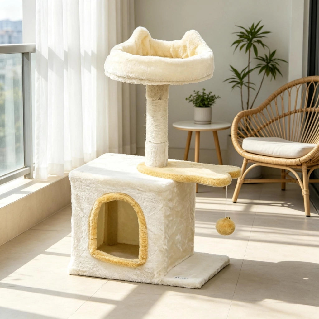Albero per gatti con piattaforma a forma di pesce e tiragraffi in sisal; 72 cm