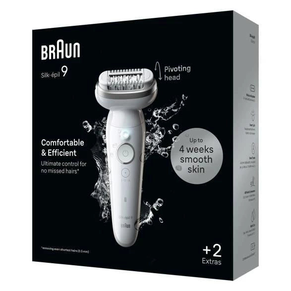 Braun Silk‑épil 9 Flex 3D 9‑011 - Epilatore a pinzette ricaricabile, 2 velocita', testine incluse: epilazione + massaggio + cappuccio per zone sensibili, utilizzo Wet and Dry, autonomia 50 min, colore Bianco-oro
