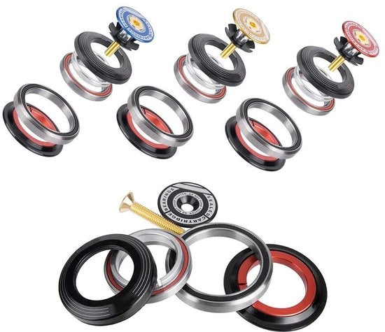 Set di guida in alluminio di alta qualità - manubrio - stantuffa - sedile di guida - facile da installare - nero 28,6 x 42-52 x 39,8 - headset per bicicletta
