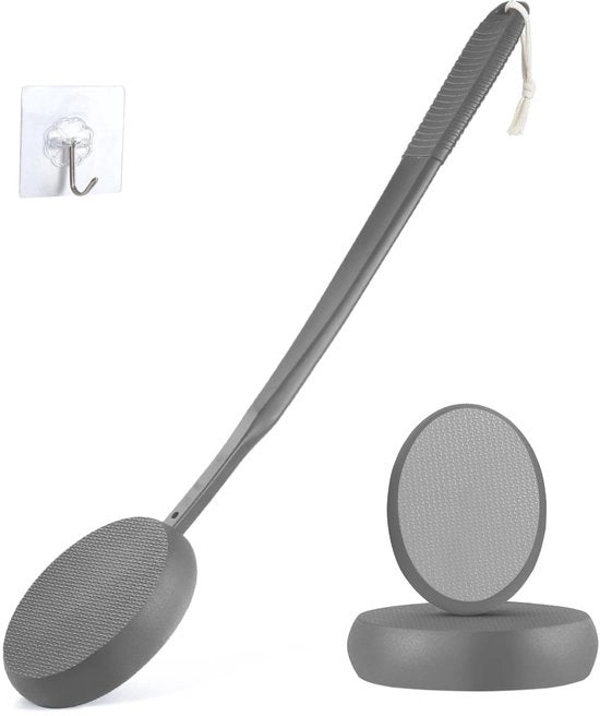 Applicatore di crema per il dorso, aiuto crema per il dorso, lunga serie di 3 pezzi con manico, spazzola per il dorso rimovibile, applicatore per il dorso, applicatore di crema per protezione solare per donne, uomini e anziani (grigio)
