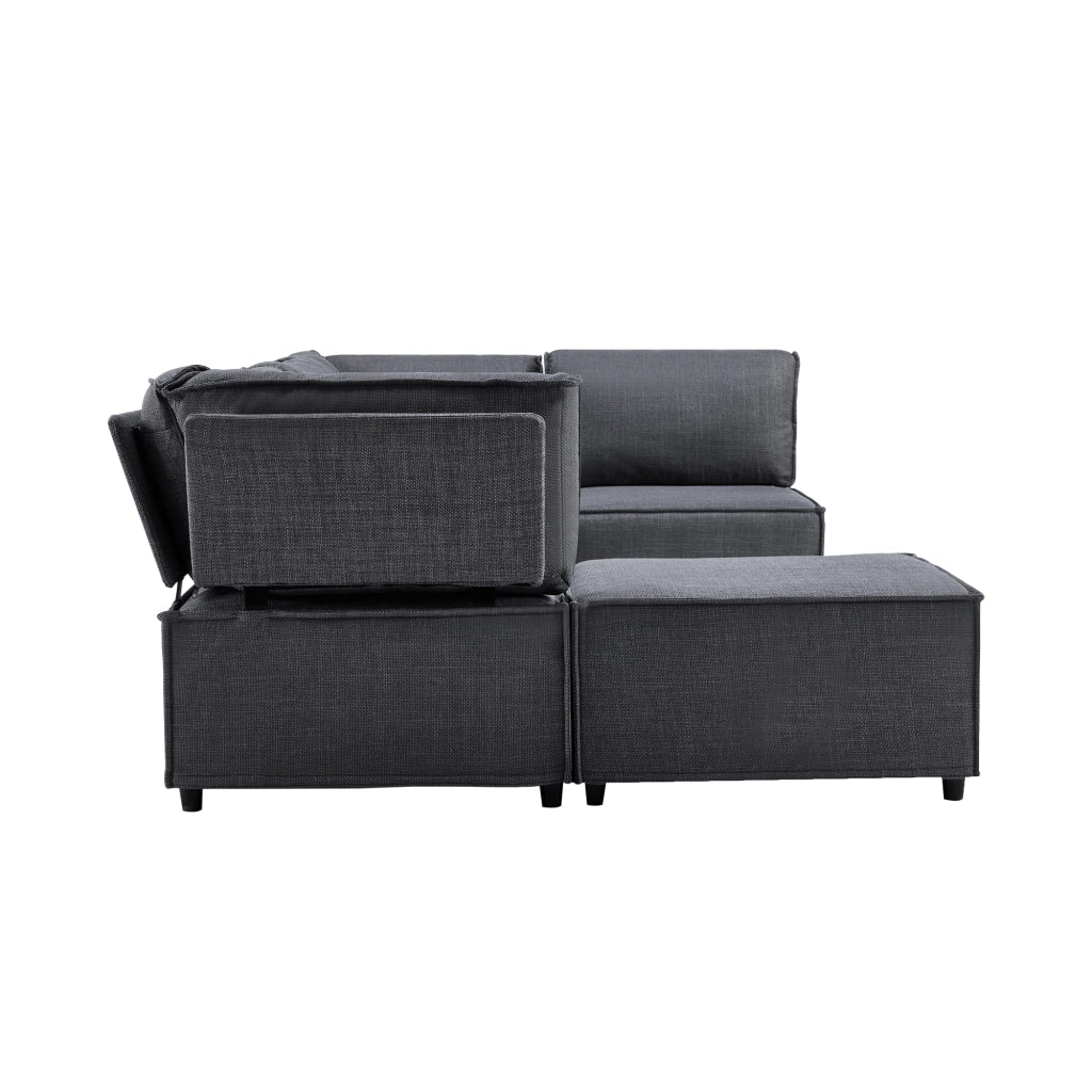 Divano modulare angolare - componibile con funzione letto - in tessuto - grigio scuro
