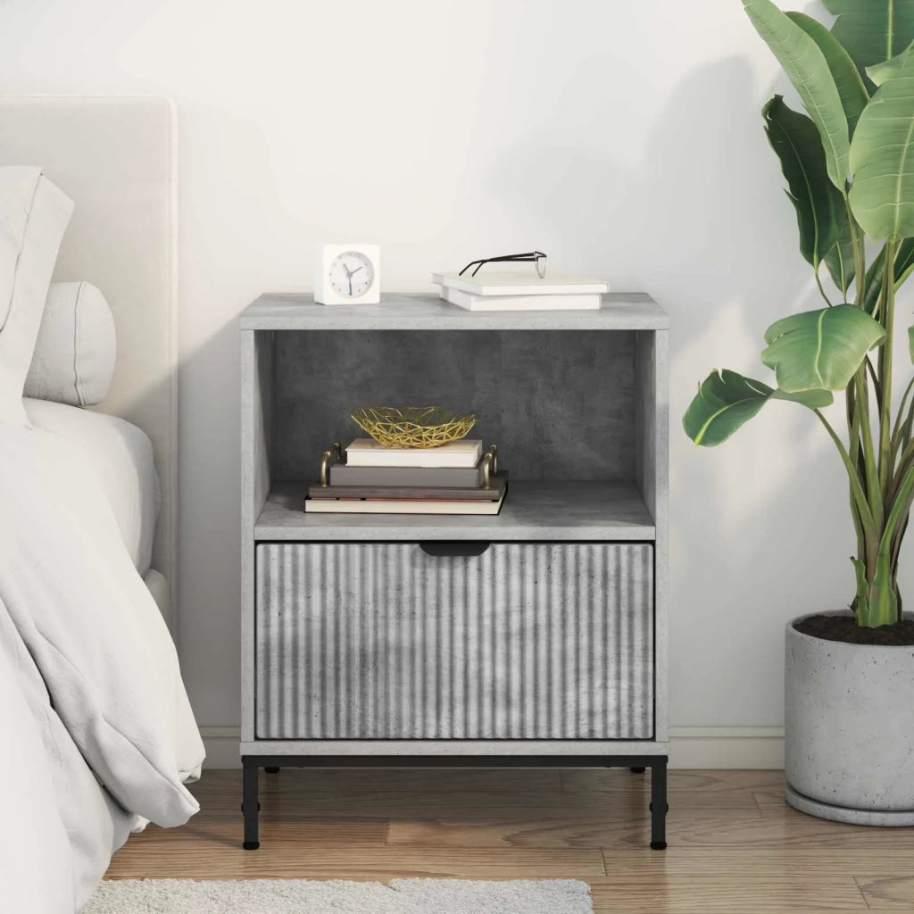 Armadio da Notte con cassetto Grigio cemento 49 x 36 x 61 cm 883480