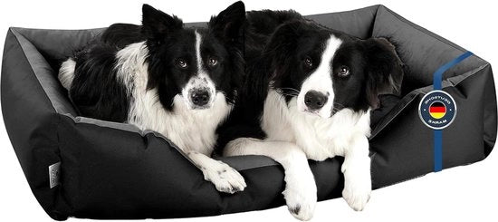 Cuscino per cani quadrato - Grande cuscino per cani - Letto per cani XXL nero/grigio con coperte rimovibili