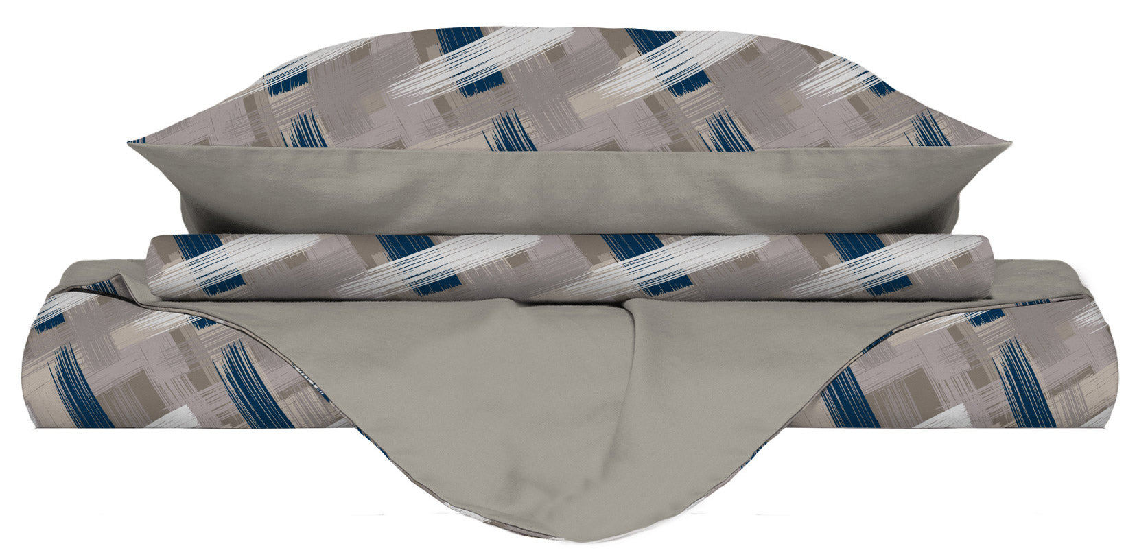 Copripiumino Matrimoniale con Stampa sul Sacco e Federe Doubleface Pennellate