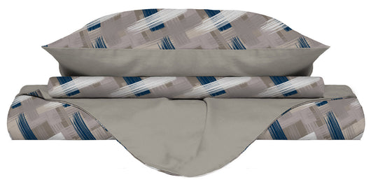 Copripiumino 1 Piazza e Mezzo con Stampa sul Sacco e Federe Doubleface Pennellate